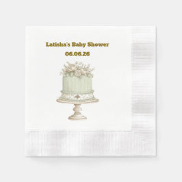 Editable Vintage Neutral Baby Shower  Serviette