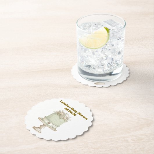 Editable Vintage Neutral Baby Shower  Untersetzer (Vor Ort)