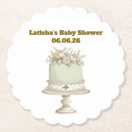 Editable Vintage Neutral Baby Shower  Untersetzer