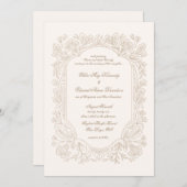 Editable Vintage Peonies Frame Wedding Invitation Einladung (Vorne/Hinten)