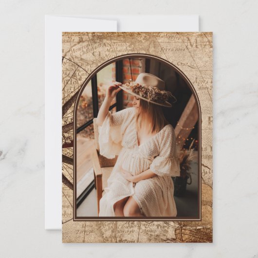 Editable Vintage Travel Baby Dusche Einladung (Rückseite)