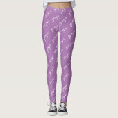 Editable Violet & White Yoga Calligraphie Leggings (Vorderseite)