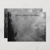 Editable Vollmond Spuk Bäume mit Ravens Mitteilungskarte (Vorne/Hinten)