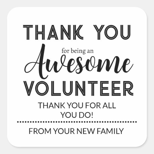 Editable Volunteer Appreciation Gift Tag Quadratischer Aufkleber (Vorderseite)