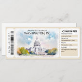Editable Washington DC Flugzeug Ticket, Washington Einladung (Vorne/Hinten)