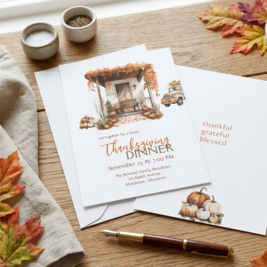 Editable Watercolor Boho Burnt Orange Erntedank Einladung