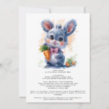 Editable Watercolor Bunny Baby Dusche Einladung