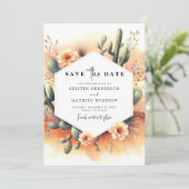 Editable Watercolor Cactus Wedding Save The Date (Stehend Vorderseite)