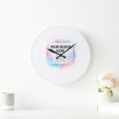 Editable Watercolor Design Template – Your Design Große Wanduhr (Zuhause)
