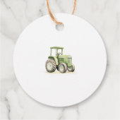 Editable Watercolor Green Tractor Birthday Geschenkanhänger (Rückseite)