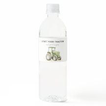 Editable Watercolor Green Tractor Birthday