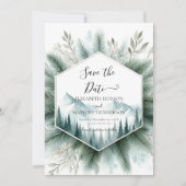 Editable Watercolor Mountain Wedding Save The Date (Vorderseite)