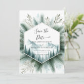 Editable Watercolor Mountain Wedding Save The Date (Stehend Vorderseite)