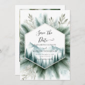 Editable Watercolor Mountain Wedding Save The Date (Vorne/Hinten)