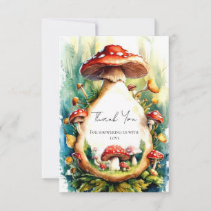 Editable Watercolor Mushroom Kinderdusche Dankeskarte