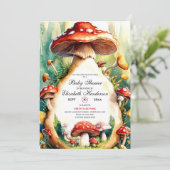Editable Watercolor Mushroom Kinderdusche Einladung (Stehend Vorderseite)