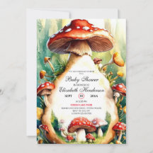 Editable Watercolor Mushroom Kinderdusche