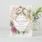 Editable Watercolor Peonies Einladung (Stehend Vorderseite)