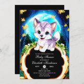Editable Watercolor Wolf Baby Dusche Einladung (Vorne/Hinten)