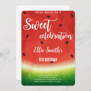 Editable Watermelon Birthday Einladung