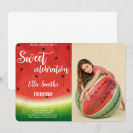 Editable Watermelon Birthday Foto Einladung