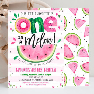 Editable Watermelon Einladung Geburtstag Einladung