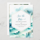 Editable Waves Nautical Wedding Save The Date (Vorne/Hinten)