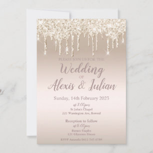 Editable Wedding Einladung in Champagne