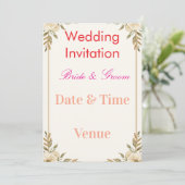 Editable Wedding Invitation 7x5 – Elegant Floral D Einladung (Stehend Vorderseite)