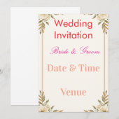 Editable Wedding Invitation 7x5 – Elegant Floral D Einladung (Vorne/Hinten)