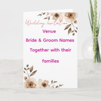 Editable Wedding Invitation 7x5 – Elegant Floral H Karte