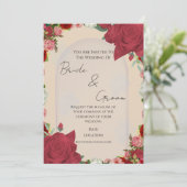 Editable Wedding Invitation – Red Floral Design Einladung (Stehend Vorderseite)