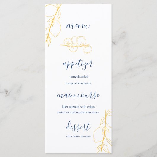 Editable Wedding Menu Menükarte (Vorderseite)