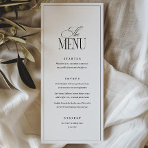 Editable Wedding Menu Template, Black and White Mo