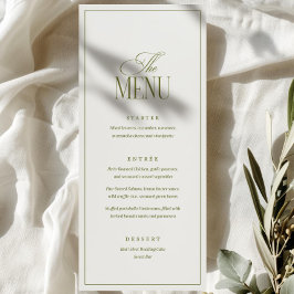Editable Wedding Menu Template, Olive Green Modern Menükarte