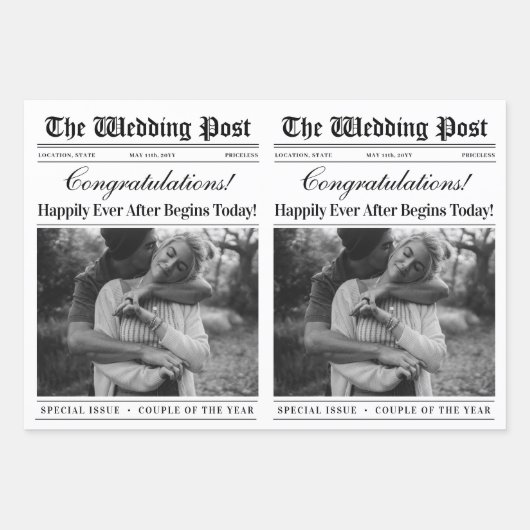 Editable Wedding Newspaper Blume Bouquet Geschenkpapier Set (Vorderseite 2)