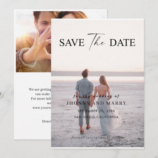 Editable Wedding Save the Date Card – Modern Minim Einladung (Vorne/Hinten)