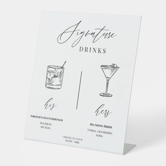 Editable Wedding Signature Drinks Menu Table Sign Sockelschild (Vorderseite)