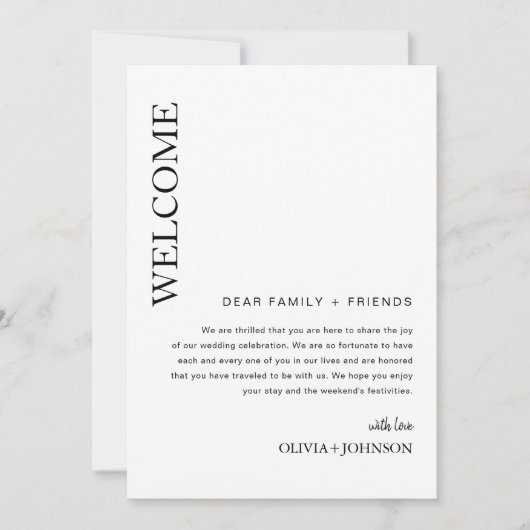 EDITABLE Wedding Welcome Letter & Timeline Card Einladung (Vorderseite)