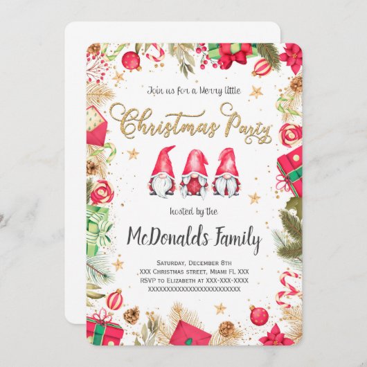 Editable Weihnachts-Einladung Einladung (Vorne/Hinten)