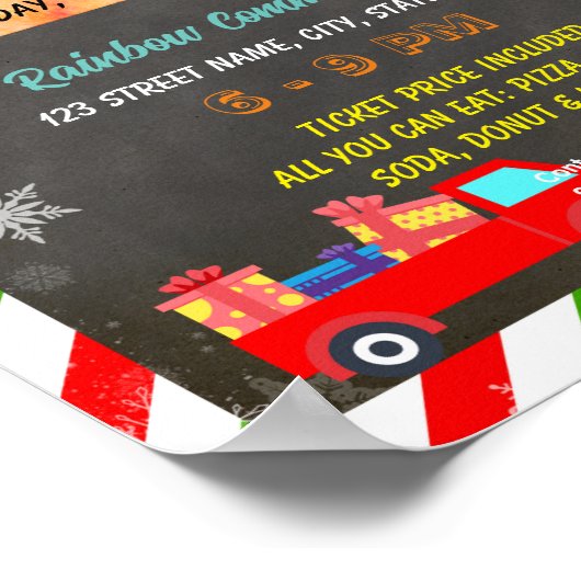 Editable Weihnachtsspielzeug-Laufwerk Fundraiser F Poster (Ecke)