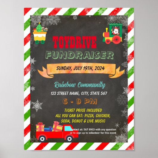 Editable Weihnachtsspielzeug-Laufwerk Fundraiser F Poster (Vorne)