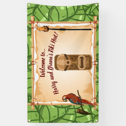 Editable Welcome to Our Tiki Hut Banner (Vertikal)