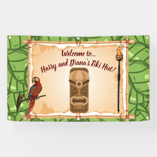Editable Welcome to Our Tiki Hut Banner (Horizontal)