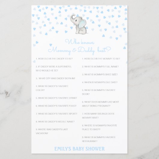 Editable Wer kennt Mommy und Daddy Best? (Vorderseite)