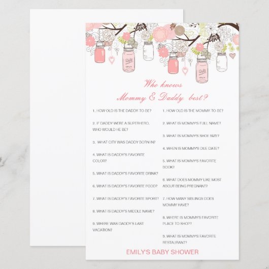 Editable Wer kennt Mommy und Daddy Best? (Vorne/Hinten)