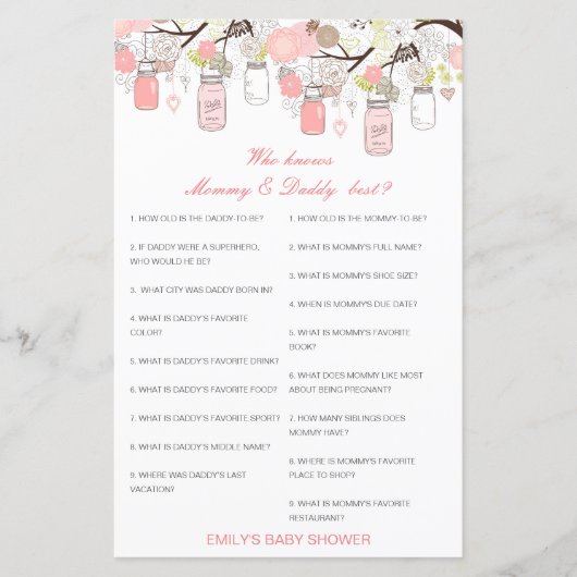 Editable Wer kennt Mommy und Daddy Best? (Vorderseite)