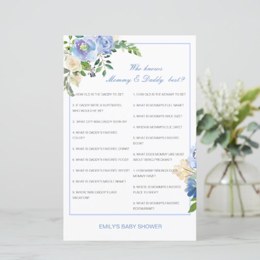 Editable Wer kennt Mommy und Daddy Best? (Stehend Vorderseite)