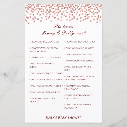 Editable Wer kennt Mommy und Daddy Best? (Vorderseite)