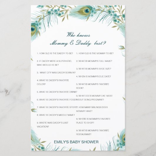 Editable Wer kennt Mommy und Daddy Best? (Vorderseite)